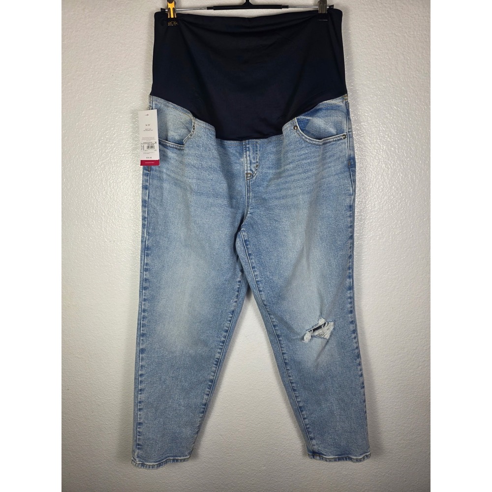 Isabel Maternity 80s Slim Distressed Jeans Medium Wash Size 14